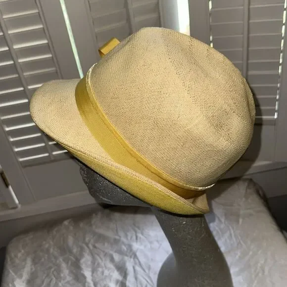 Vintage‎ 60s Marche Brand Light Yellow Cloche Hat with Bow Accent - Picture 3 of 7